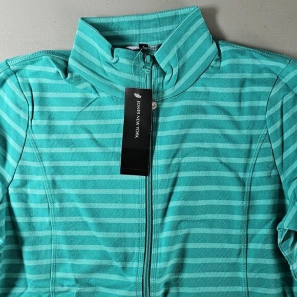 Jones New York Women's Full Zip Mock Neck Jacket Jade NWT - Picture 2 of 5